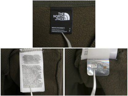 ノースフェイス プリント スウェット メンズ S 古着 アウトドア トレーナー 裏起毛 ベア イラスト グラフィック クルーネック 薄手 カーキ