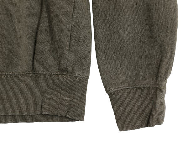 ノースフェイス プリント スウェット メンズ S 古着 アウトドア トレーナー 裏起毛 ベア イラスト グラフィック クルーネック 薄手 カーキ