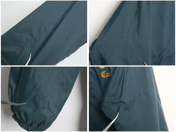 70s ナイロン コーチ ジャケット メンズ XL / ヴィンテージ 2段 カレッジ フロッキー プリント ジャンパー ワンポイント ライナー付き 紺