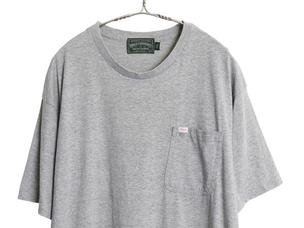 80s USA製 ポロカントリー ラルフローレン ポケット付き 半袖 Tシャツ メンズ L ヴィンテージ 当時物 ポロ ポケT シングルステッチ グレー