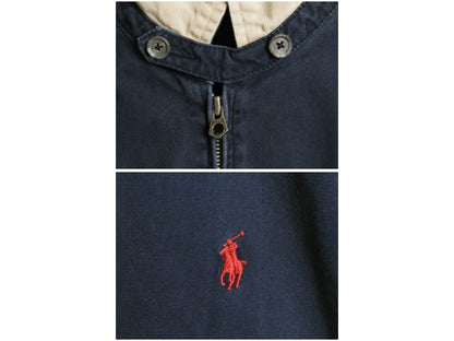 90s ポロ ラルフローレン スイングトップ ジャケット メンズ XL 古着 オールド コットン ブルゾン ジャンパー フルジップ 大きいサイズ 紺