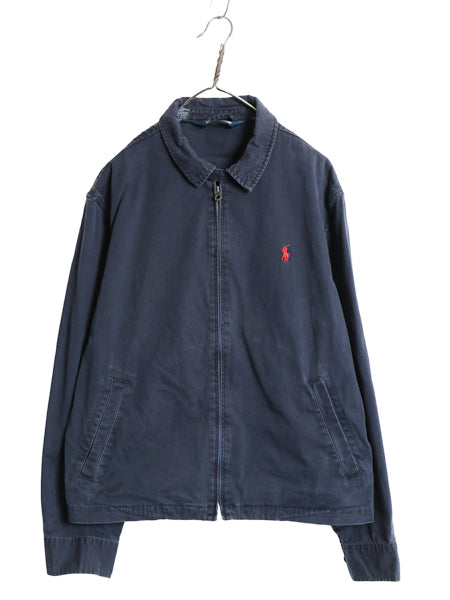 90s ポロ ラルフローレン スイングトップ ジャケット メンズ XL 古着 オールド コットン ブルゾン ジャンパー フルジップ 大きいサイズ 紺