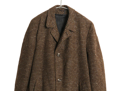 60s USA製 STRATHMORE ウール チェスター コート メンズ L 古着 ヴィンテージ ガンクラブ チェック ヘビーウェイト ツイード ロングコート