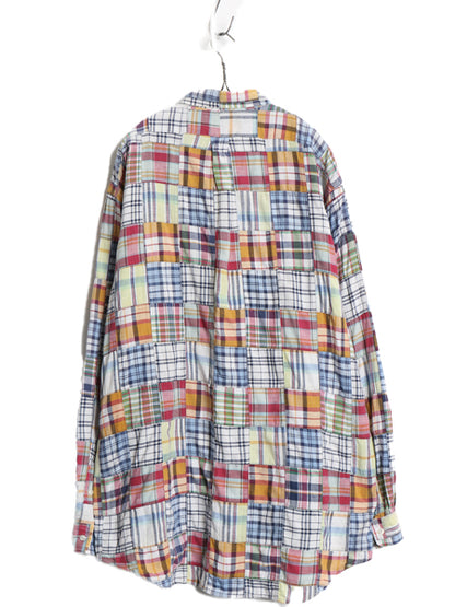 90s ラルフローレン 長袖 ボタンダウン シャツ メンズ XL / オールド インディアン マドラス チェック パッチワーク コットン 大きいサイズ