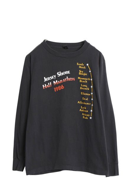 80s USA製 両面 企業 プリント 長袖 Tシャツ メンズ L 小さめ S / ヴィンテージ ロンT イラスト ヘビーウェイト シングルステッチ 黒 ANVIL