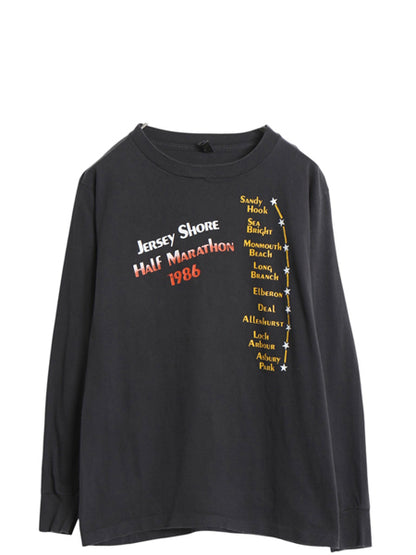 80s USA製 両面 企業 プリント 長袖 Tシャツ メンズ L 小さめ S / ヴィンテージ ロンT イラスト ヘビーウェイト シングルステッチ 黒 ANVIL