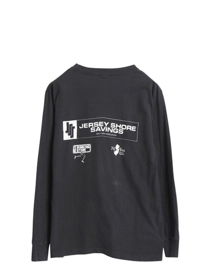 80s USA製 両面 企業 プリント 長袖 Tシャツ メンズ L 小さめ S / ヴィンテージ ロンT イラスト ヘビーウェイト シングルステッチ 黒 ANVIL