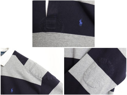 90s ポロ ラルフローレン ボーダー 長袖 ラガーシャツ メンズ XL / オールド ラグビー ワンポイント ポニー 大きいサイズ ヘビーウェイト