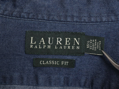 ローレン ラルフローレン 長袖 ダンガリー シャツ メンズ L 程/ CLASSIC FIT コットン デニム ポケット付き 無地 きれいめ カジュアル 濃紺