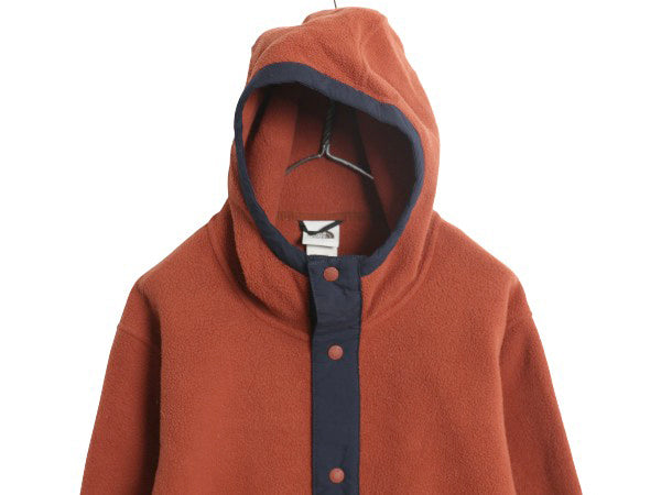 ノースフェイス フード付き フリース ジャケット メンズ XL アウトドア パーカー ジャンパー スナップ プルオーバー 大きいサイズ ツートン