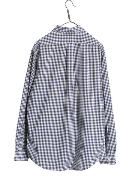 00s ラルフローレン ギンガム チェック 長袖 ボタンダウン シャツ メンズ L オールド ポロ CUSTOM FIT コットン ワンポイント ポニー 白 紺