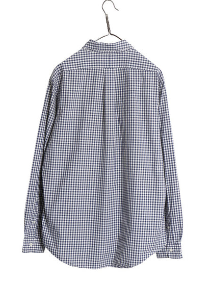 00s ラルフローレン ギンガム チェック 長袖 ボタンダウン シャツ メンズ L オールド ポロ CUSTOM FIT コットン ワンポイント ポニー 白 紺
