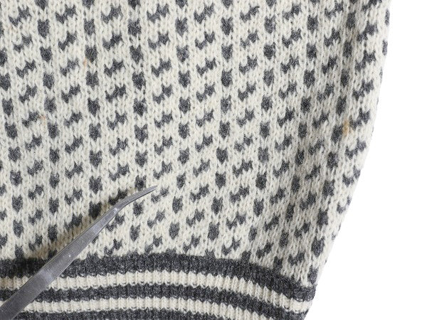 80s ノルウェー製 エルエルビーン バーズアイ ニット セーター メンズ S / 古着 ヴィンテージ ウール ノルディック 総柄 ツートン ゆったり