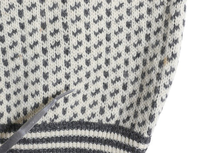 80s ノルウェー製 エルエルビーン バーズアイ ニット セーター メンズ S / 古着 ヴィンテージ ウール ノルディック 総柄 ツートン ゆったり