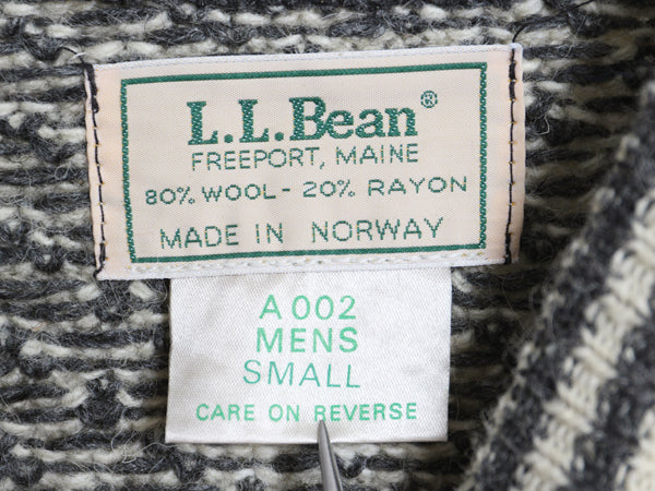 80s ノルウェー製 エルエルビーン バーズアイ ニット セーター メンズ S / 古着 ヴィンテージ ウール ノルディック 総柄 ツートン ゆったり