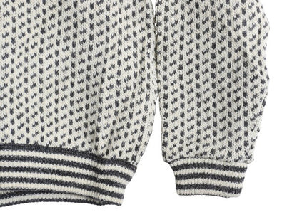 80s ノルウェー製 エルエルビーン バーズアイ ニット セーター メンズ S / 古着 ヴィンテージ ウール ノルディック 総柄 ツートン ゆったり