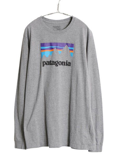 パタゴニア プリント 長袖 Tシャツ メンズ L / 17年製 アウトドア ロンT ロングスリーブ P-6 グラフィック ショップ ステッカー カットソー