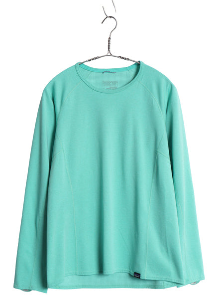 パタゴニア キャプリーン 長袖 Tシャツ レディース M 古着 18年製 アウトドア ロンT ストレッチ アンダーシャツ インナー ワンポイント 緑