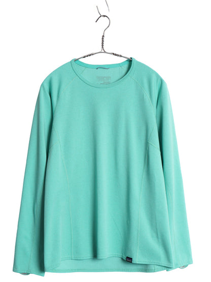 パタゴニア キャプリーン 長袖 Tシャツ レディース M 古着 18年製 アウトドア ロンT ストレッチ アンダーシャツ インナー ワンポイント 緑
