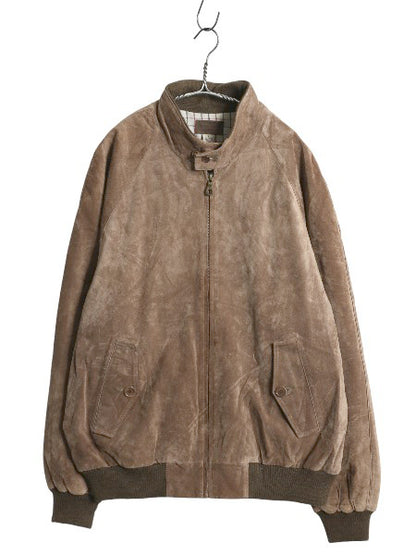 ペンドルトン 本革 スウェード レザー ジャケット メンズ L 革ジャン G9 タイプ ブルゾン ジャンパー スイングトップ チェック ライナー 茶