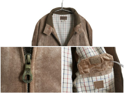 ペンドルトン 本革 スウェード レザー ジャケット メンズ L 革ジャン G9 タイプ ブルゾン ジャンパー スイングトップ チェック ライナー 茶