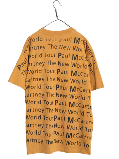 90s USA製 ★ ポールマッカートニー オールオーバー プリント Tシャツ メンズ XL 古着 オールド 当時物 ビートルズ バンド ロック 総柄 黄