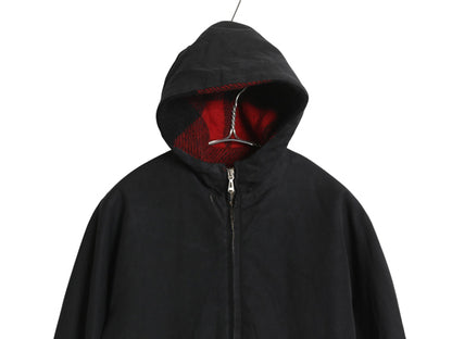 60s ★ Abercrombie&Fitch リバーシブル パーカー ジャケット メンズ S / ヴィンテージ コットン ウール チェック 黒 無地 フード ブルゾン