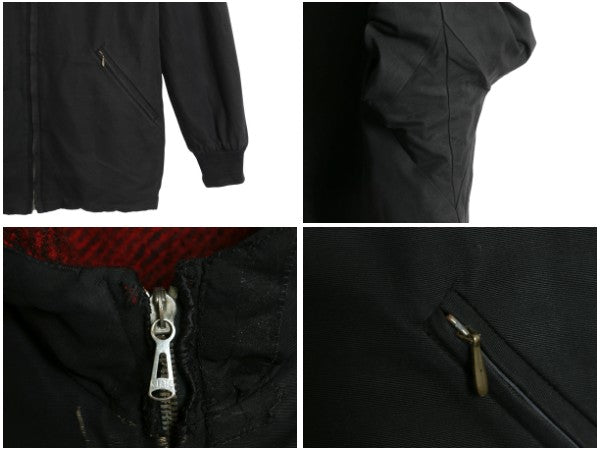 60s ★ Abercrombie&Fitch リバーシブル パーカー ジャケット メンズ S / ヴィンテージ コットン ウール チェック 黒 無地 フード ブルゾン
