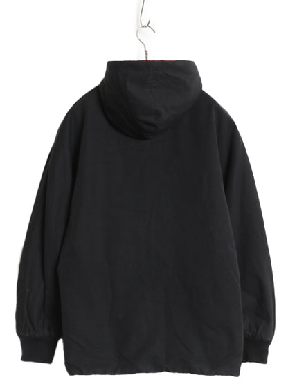 60s ★ Abercrombie&Fitch リバーシブル パーカー ジャケット メンズ S / ヴィンテージ コットン ウール チェック 黒 無地 フード ブルゾン