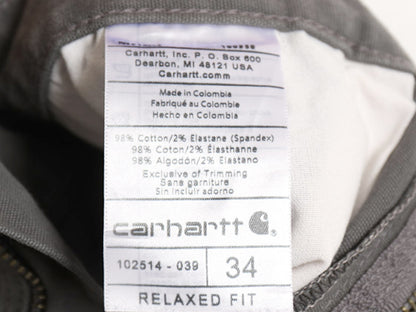 カーハート キャンバス ショートパンツ メンズ 34 古着 ワーク ストレッチ コットン ショーツ 短パン ダック ハーフパンツ ゆったり グレー