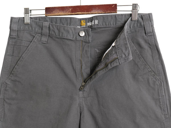 カーハート キャンバス ショートパンツ メンズ 34 古着 ワーク ストレッチ コットン ショーツ 短パン ダック ハーフパンツ ゆったり グレー