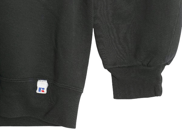 90s USA製 ラッセル 無地 スウェット メンズ レディース XL オールド トレーナー 前V 裏起毛 大きいサイズ ワンポイント ブランク ブラック