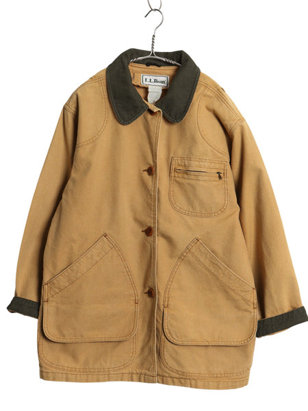 90s エルエルビーン ダック ハンティング ジャケット メンズ M 古着 オールド カバーオール フィールド ハーフ コート ジャンパー ブラウン