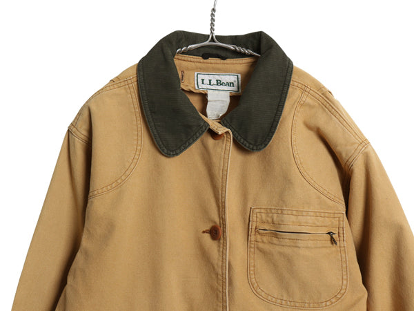 90s エルエルビーン ダック ハンティング ジャケット メンズ M 古着 オールド カバーオール フィールド ハーフ コート ジャンパー ブラウン