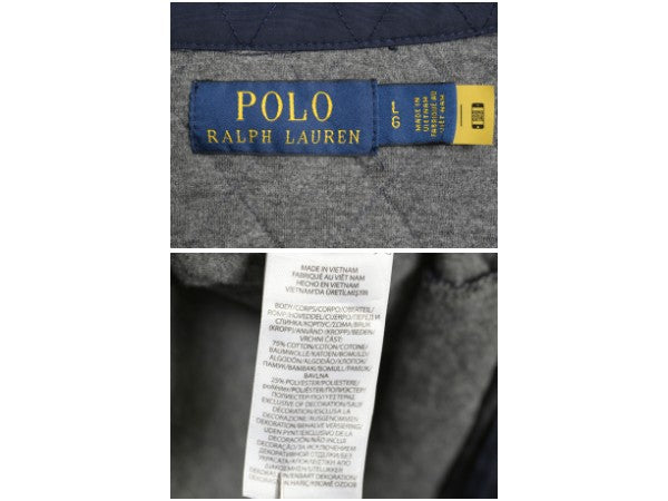 ポロ ラルフローレン キルティング シャツ ジャケット メンズ L フルジップ スナップ スウェット 素材 長袖シャツ ジャンパー ボックス 紺