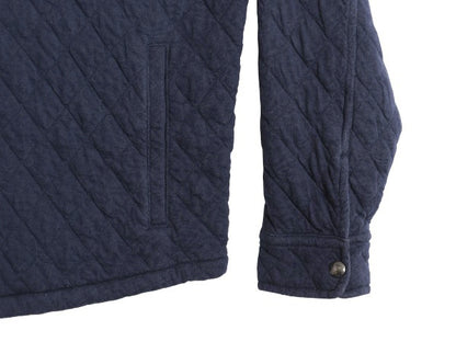 ポロ ラルフローレン キルティング シャツ ジャケット メンズ L フルジップ スナップ スウェット 素材 長袖シャツ ジャンパー ボックス 紺