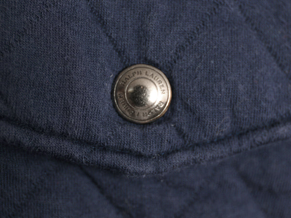 ポロ ラルフローレン キルティング シャツ ジャケット メンズ L フルジップ スナップ スウェット 素材 長袖シャツ ジャンパー ボックス 紺