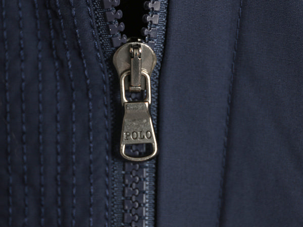 ポロ ラルフローレン キルティング シャツ ジャケット メンズ L フルジップ スナップ スウェット 素材 長袖シャツ ジャンパー ボックス 紺