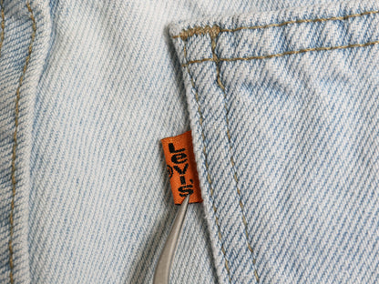 90s USA製 リーバイス 505 デニム ショートパンツ メンズ 32 オールド ショーツ 短パン スリム テーパード ジーンズ ジーパン アイスブルー