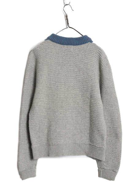 60s ★ キャンパス ラム ウール セーター メンズ M ヴィンテージ Vネック コディアック パターン ローゲージ 厚手 チャンキー マルチカラー