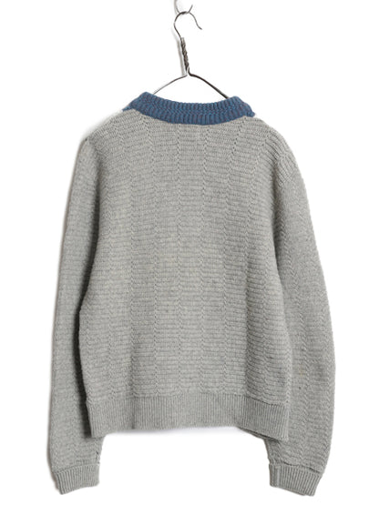 60s ★ キャンパス ラム ウール セーター メンズ M ヴィンテージ Vネック コディアック パターン ローゲージ 厚手 チャンキー マルチカラー