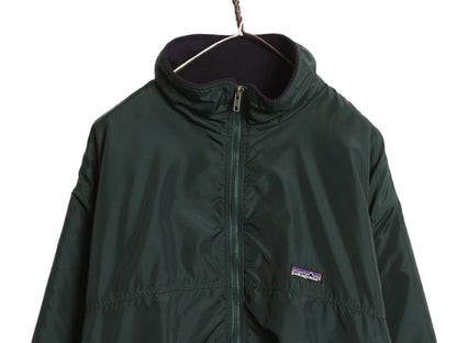 90s USA製 ★ パタゴニア シェルド キャプリーン ジャケット メンズ XL 92年製 オールド シンチラ ナイロン 裏 フリース ブルゾン グリーン