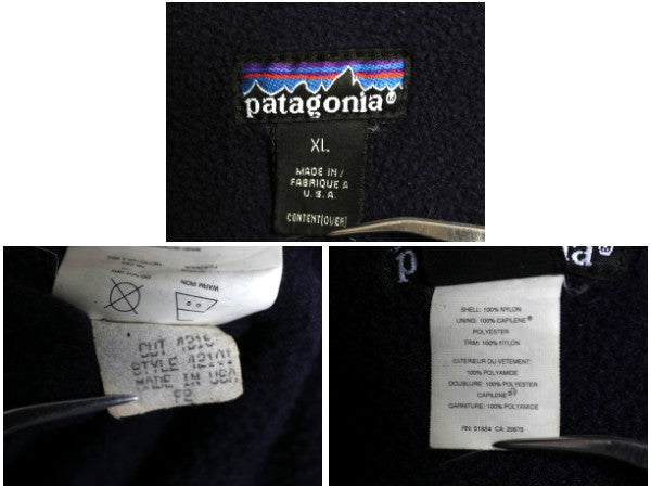 90s USA製 ★ パタゴニア シェルド キャプリーン ジャケット メンズ XL 92年製 オールド シンチラ ナイロン 裏 フリース ブルゾン グリーン
