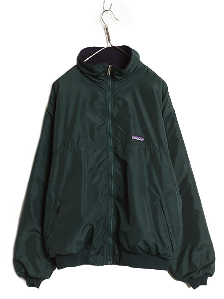 90s USA製 ★ パタゴニア シェルド キャプリーン ジャケット メンズ XL 92年製 オールド シンチラ ナイロン 裏 フリース ブルゾン グリーン