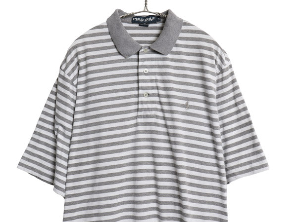 90s ポロゴルフ ラルフローレン ボーダー 半袖 ポロシャツ メンズ M / オールド ポロ コットン スムース ストレッチ 半袖シャツ カットソー