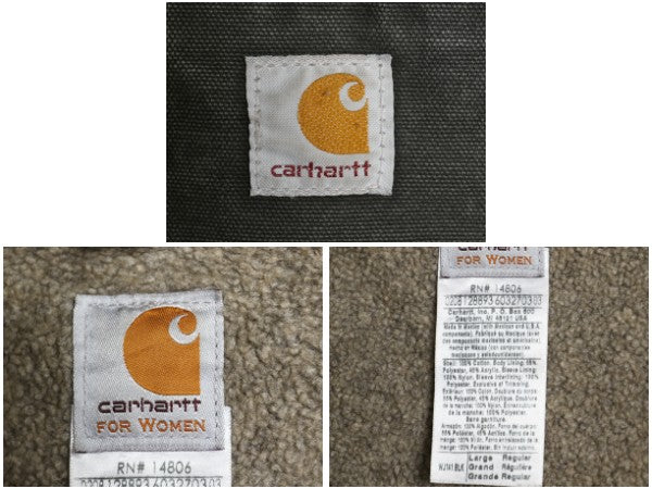 US企画 カーハート ダック シエラ ジャケット レディース L 古着 裏 ボア パイル フリース フルジップ ブルゾン アクティブ ワーク 廃盤 黒