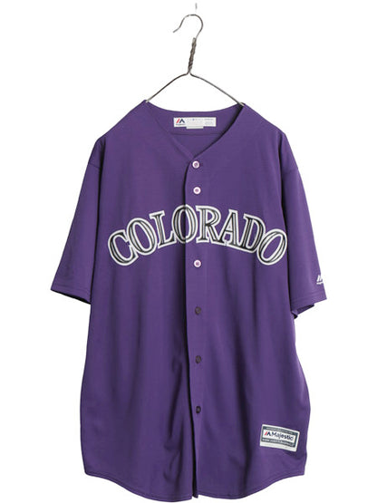 USA製 ロッキーズ ベースボール シャツ メンズ XL / MLB オフィシャル マジェスティック 大リーグ ユニフォーム ゲームシャツ 大きいサイズ