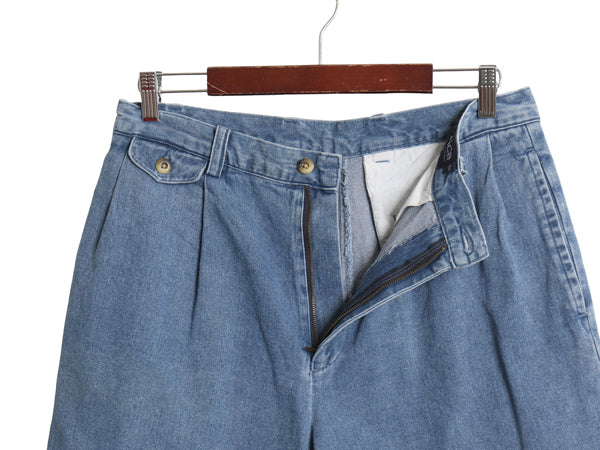 90's ノーティカ デニム ショートパンツ メンズ 32 / 古着 オールド ハーフパンツ ジーパン ジーンズ ショーツ 短パン ツータック ゆったり