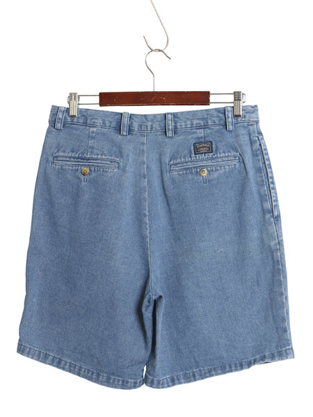 90's ノーティカ デニム ショートパンツ メンズ 32 / 古着 オールド ハーフパンツ ジーパン ジーンズ ショーツ 短パン ツータック ゆったり