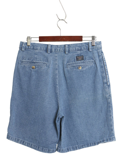 90's ノーティカ デニム ショートパンツ メンズ 32 / 古着 オールド ハーフパンツ ジーパン ジーンズ ショーツ 短パン ツータック ゆったり